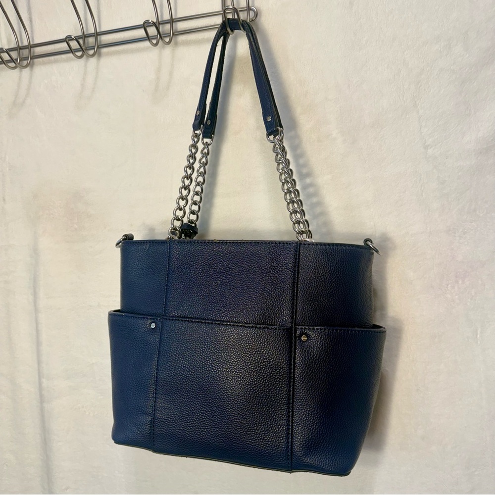 Dana Buchman Navy Leather Shoulder Bag - Picture 5 of 11